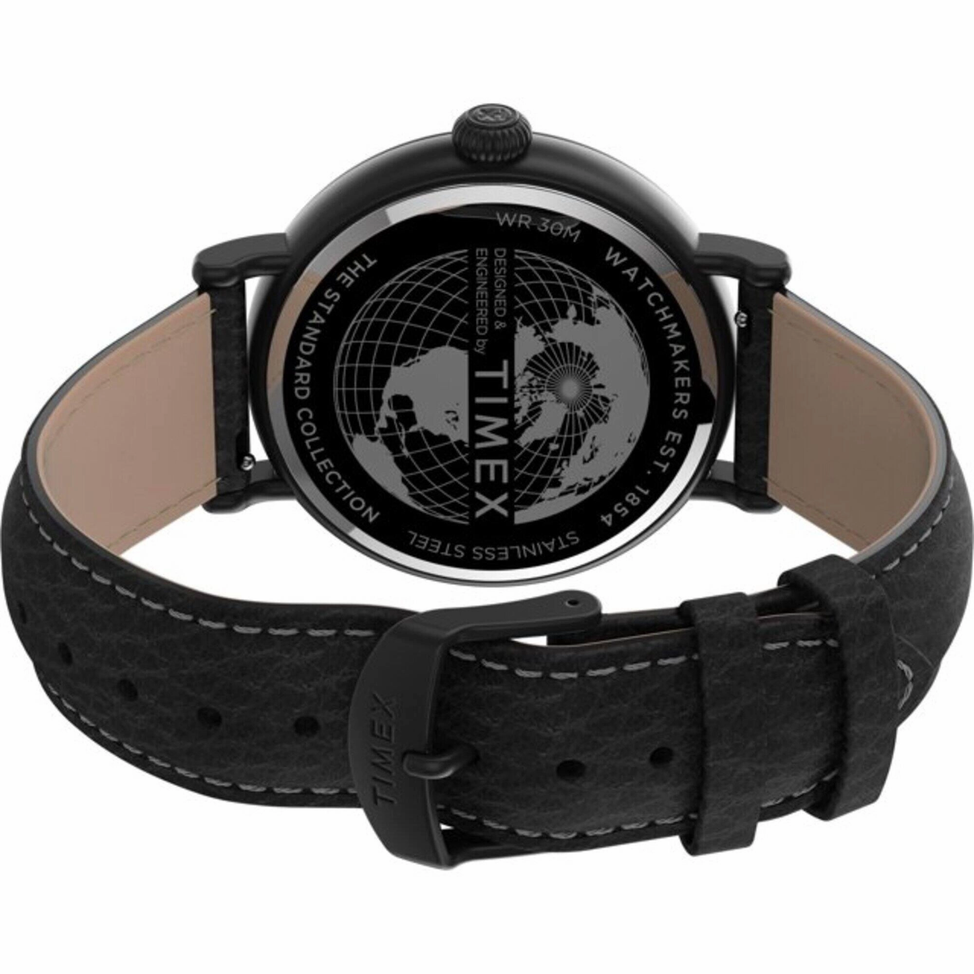 Timex Men's Watch - Standard Black Indiglo Light-Up Dial Leather Strap | TW2T91000