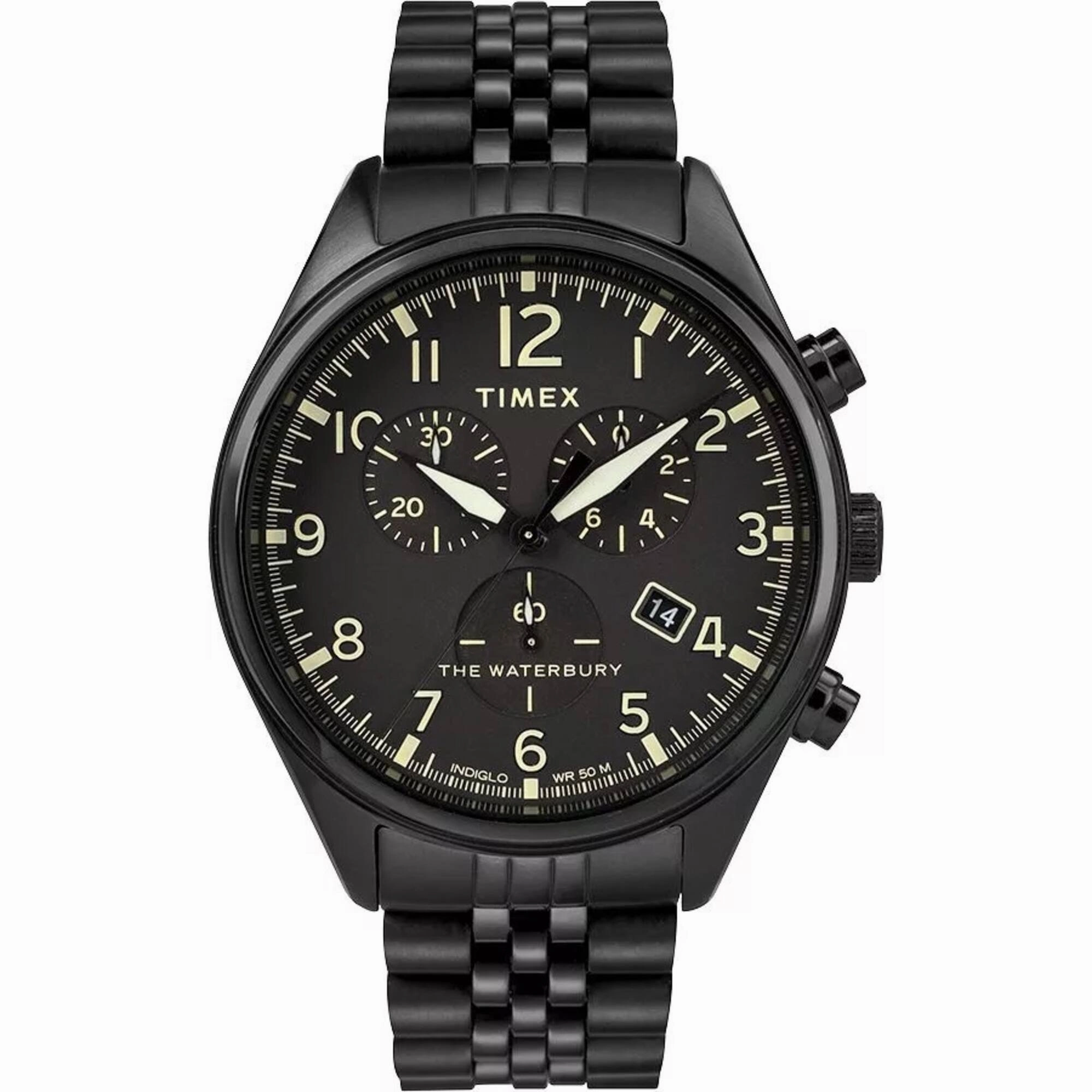 Timex Men's Watch - Waterbury Chronograph Quartz Black Dial Bracelet | TW2R88600