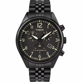 Timex Men's Watch - Waterbury Chronograph Quartz Black Dial Bracelet | TW2R88600