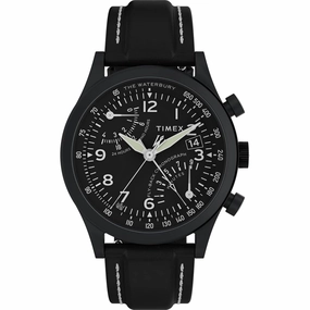 Timex Men's Watch - Waterbury Traditional Fly Back Chrono Black Strap | TW2W48000VQ