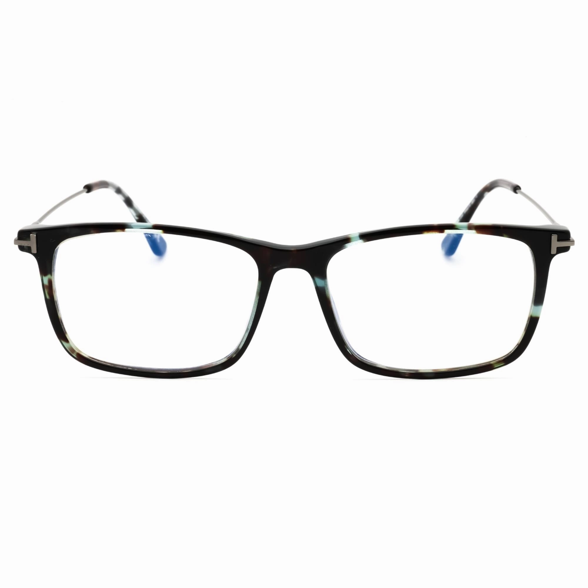 Tom Ford Men's Eyeglasses - Colored Havana Acetate Rectangular Frame | FT5758-B 055