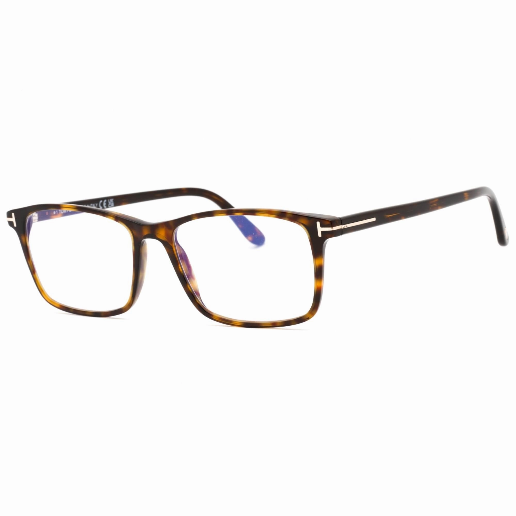 Tom Ford Men's Eyeglasses - Dark Havana Plastic Square Full Rim Frame | FT5584-B 052