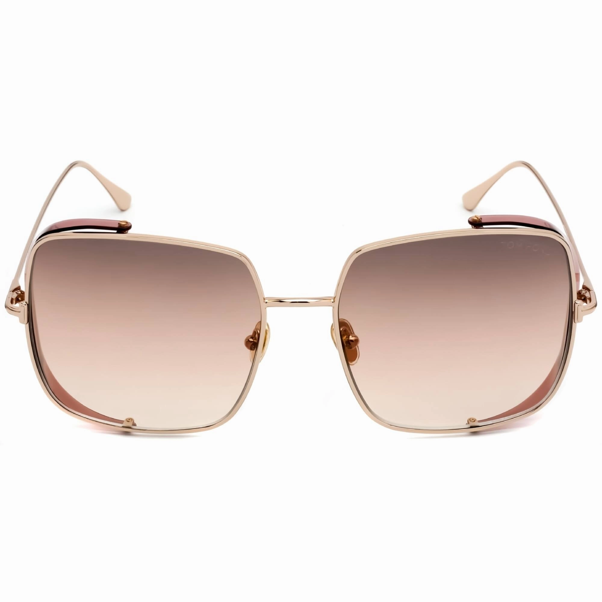 Tom Ford Women's Sunglasses - Shiny Rose Gold Metal Square Shape Frame | FT0901 28F