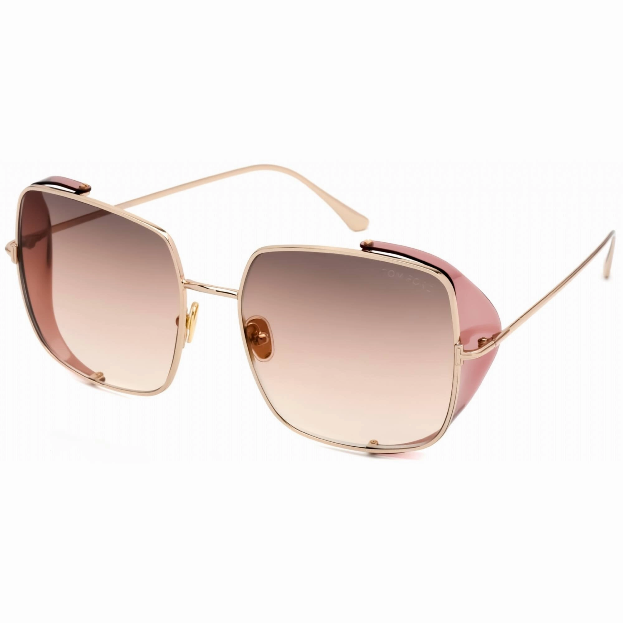 Tom Ford Women's Sunglasses - Shiny Rose Gold Metal Square Shape Frame | FT0901 28F