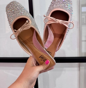 Tongue Tied Rhinestone Flats In Beige