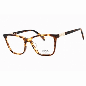 Tous Women's Eyeglasses - Shiny Brown Havana/Yellow Cat Eye Shape Frame | VTOB29L 0743