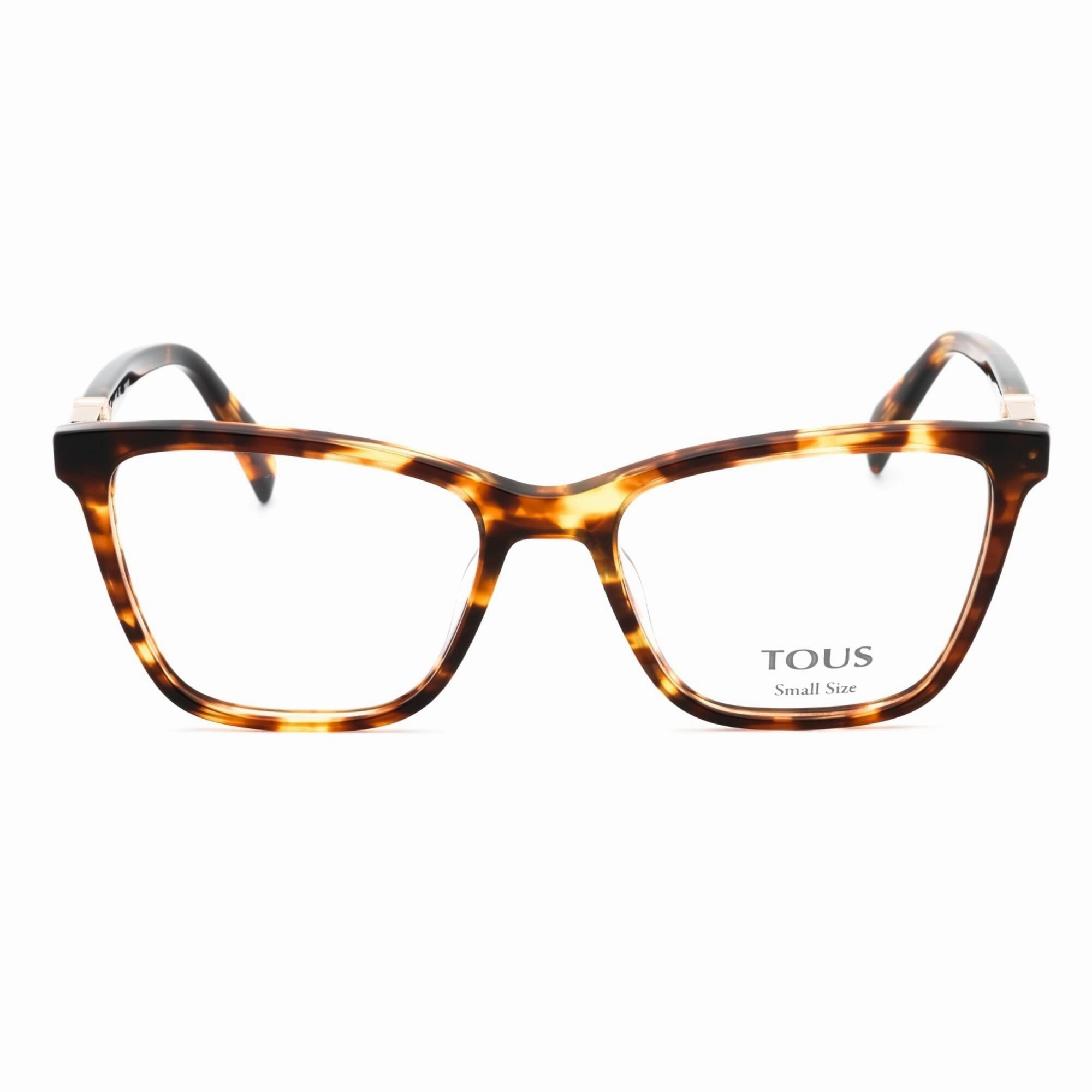 Tous Women's Eyeglasses - Shiny Brown Havana/Yellow Cat Eye Shape Frame | VTOB29L 0743