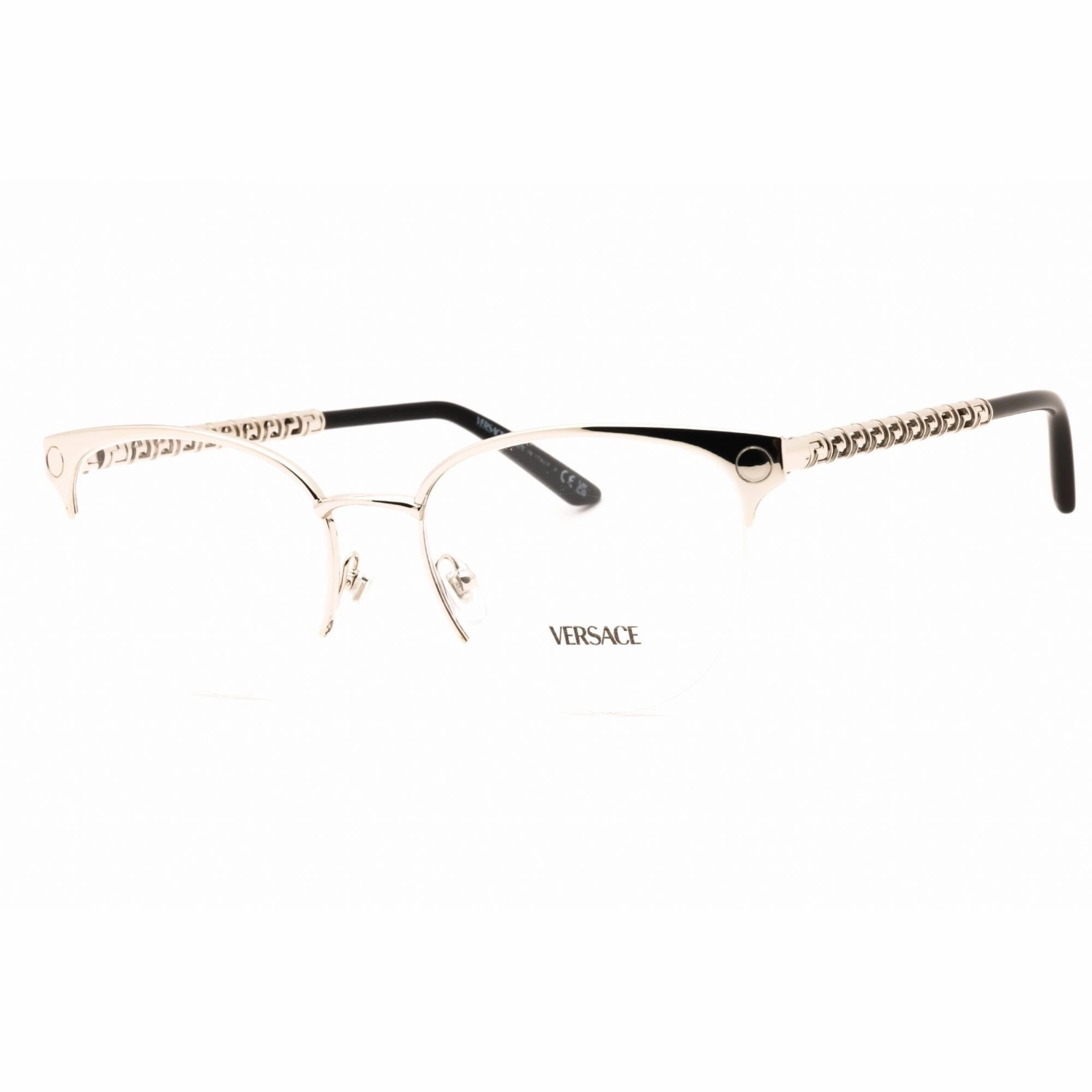 Versace Women's Eyeglasses - Silver Metal Cat Eye Half Rim Frame | 0VE1297 1000