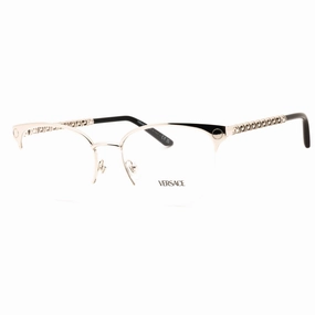 Versace Women's Eyeglasses - Silver Metal Cat Eye Half Rim Frame | 0VE1297 1000