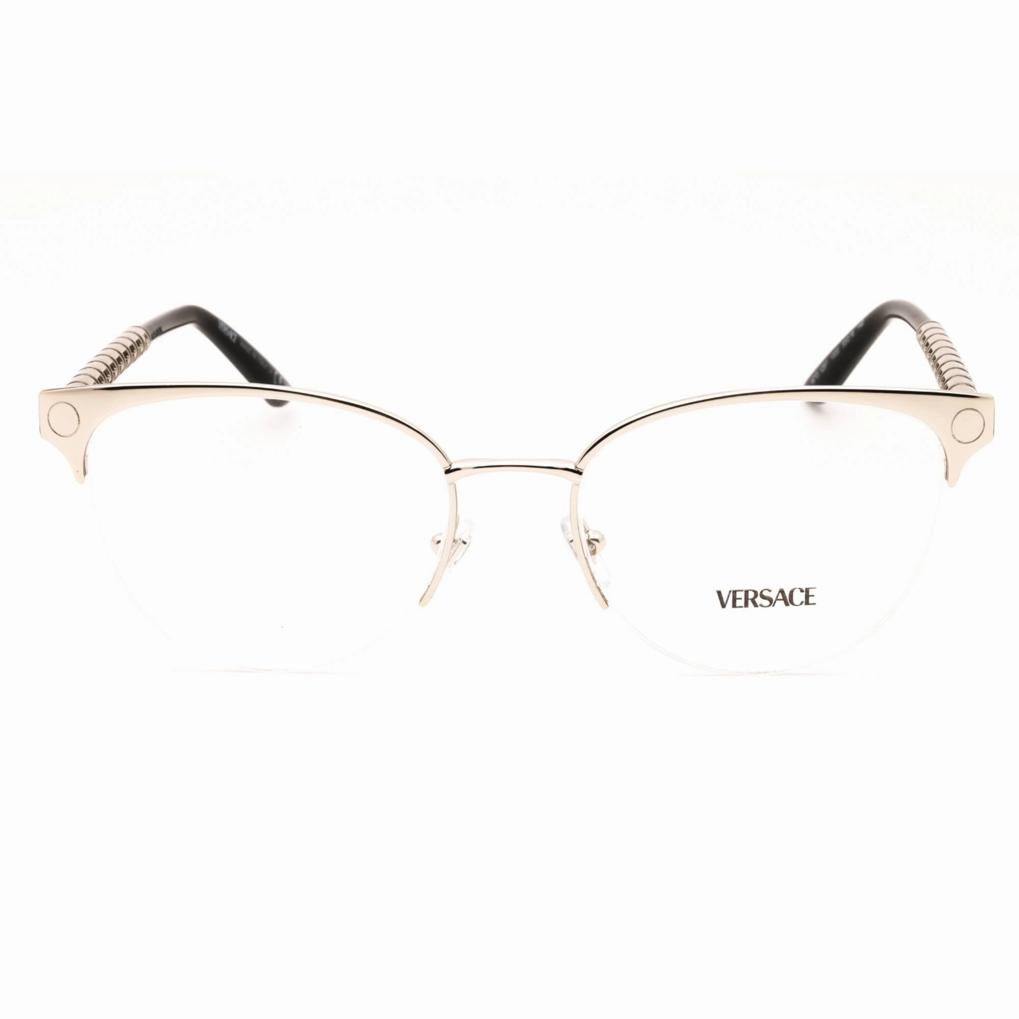 Versace Women's Eyeglasses - Silver Metal Cat Eye Half Rim Frame | 0VE1297 1000