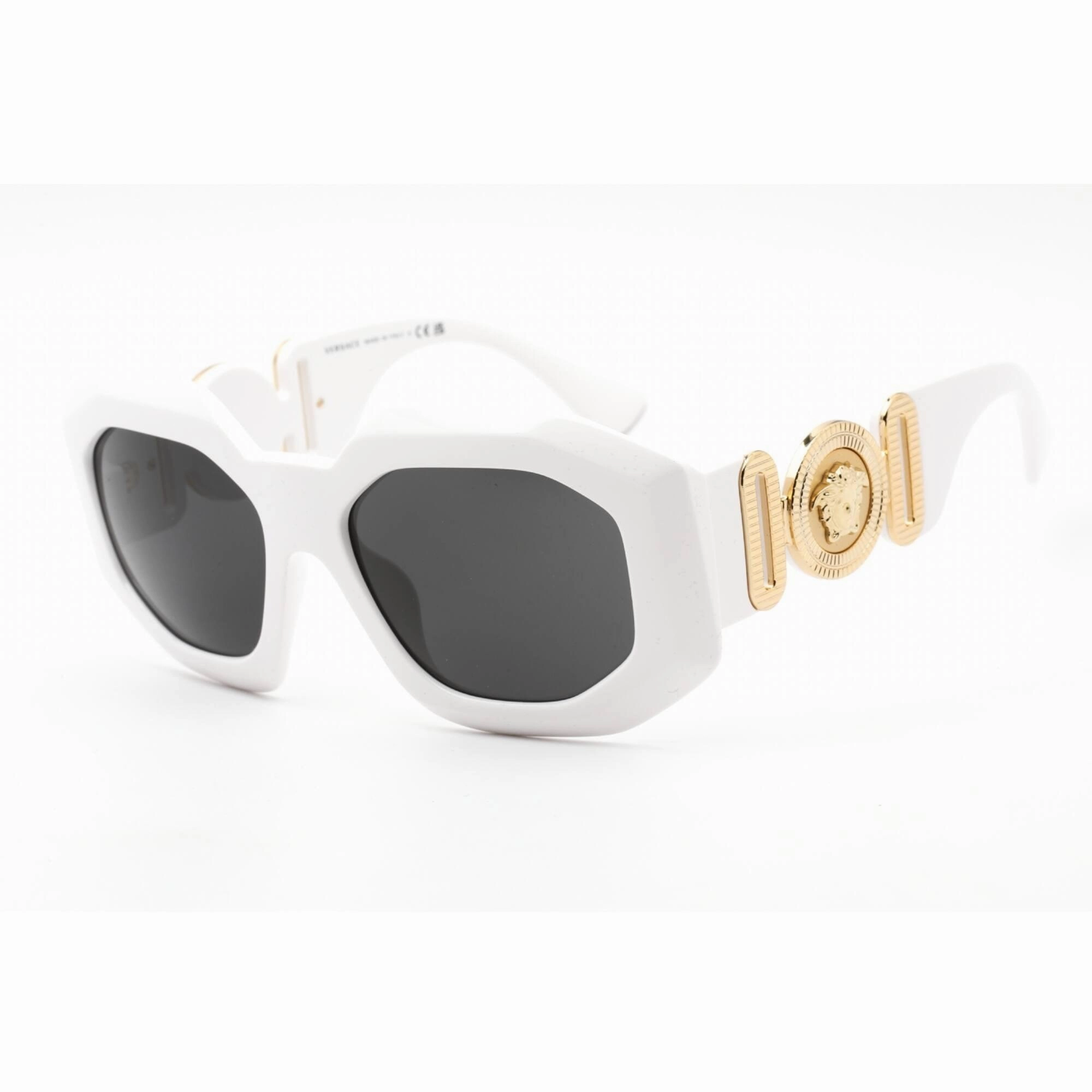 Versace Women's Sunglasses - White Shield Shape Frame Dark Grey Lens | VE4424U 314/87